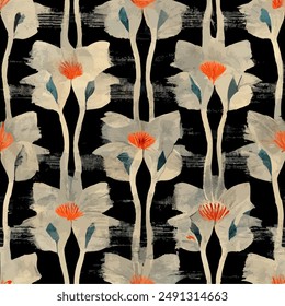 Flower Ikat ethnic tribal seamless pattern,  flower seamless wallpaper. Ethnic Ikat abstract background art. llustration for greeting cards, printing and other design project.