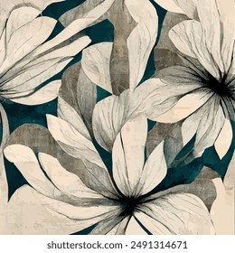 Flower Ikat ethnic tribal seamless pattern,  flower seamless wallpaper. Ethnic Ikat abstract background art. llustration for greeting cards, printing and other design project.