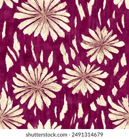 Flower Ikat ethnic tribal seamless pattern,  flower seamless wallpaper. Ethnic Ikat abstract background art. llustration for greeting cards, printing and other design project.