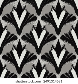 Flower Ikat ethnic tribal seamless pattern,  flower seamless wallpaper. Ethnic Ikat abstract background art. llustration for greeting cards, printing and other design project.