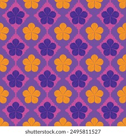 Flower Ikat Hawaii style seamless pattern fabric 