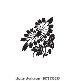 Flower Illustration Black White Vector