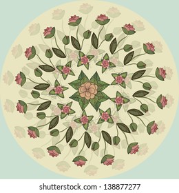 Flower illustration of a circle. Decorative. vector