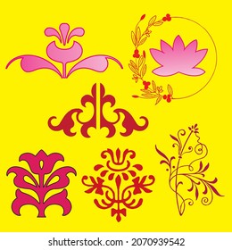 Color de la ilustración de flor Conjunto de vectores