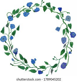 Flower illustration with convolvulus and leaves.