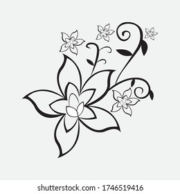 Flower Illustration Curved Black Line Vector Stock Vector (Royalty Free ...