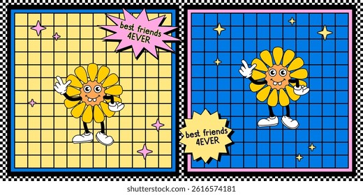 flower Illustration Design Cartoon Mascot 80s 90s Y2k nostalgic Retro