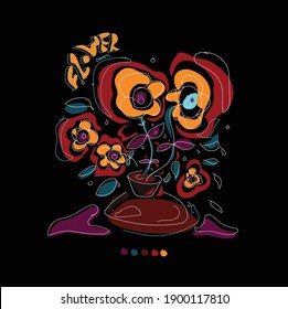 Flower illustration flat design cool