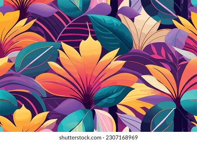 Flower illustration Floral seamless pattern, Modern abstract design perfect for wraps, wallpapers, postcards, greeting cards, wedding invitations, romantic events etc.