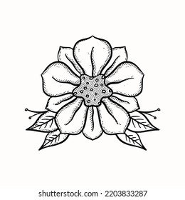 Flower Illustration hand drawn cartoon sketch lineart vintage style vector