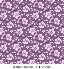 flower, illustration, hibiscus, pattern, background, vector, summer, design, textile, floral, wallpaper, seamless, purple, abstract, hawaiian, seamless pattern