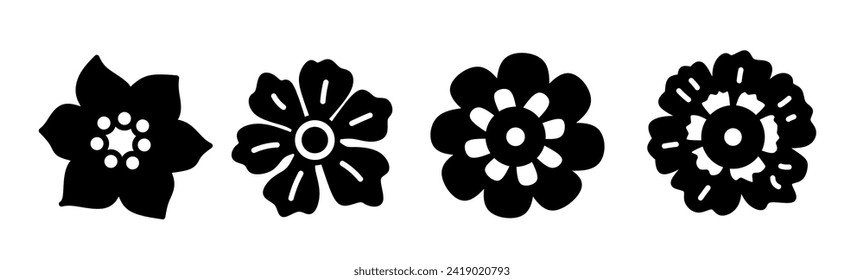 Flower illustration. Flower icon vector set. Design for business. Stock vector.