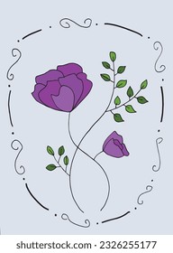 Flower illustration image. 
Hand drawn image artwork of a flower. 
Simple cute original logo.
Hand drawn vector illustration for posters, cards, t-shirts.
