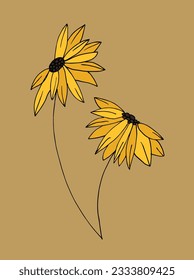 Flower illustration image. 
Hand drawn image artwork of a flower. 
Simple cute original logo.
Hand drawn vector illustration for posters, cards, t-shirts.