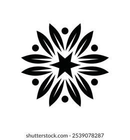 flower illustration. Leaf elements in radial composition. Logo template design. Floral symbol.