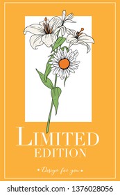 Flower illustration with Limited Edition slogan. For t shirt and other uses.