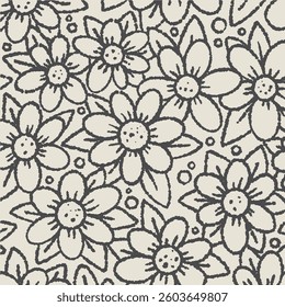 Flower illustration. Linear drawing of nature. Drawing cute flowers by hand for use in printing