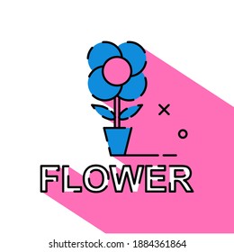 Ilustración de flores con un estilo de sombra largo. Fácil de editar con archivo vectorial. Se puede utilizar para la ilustración.  Sobre todo sobre la naturaleza.