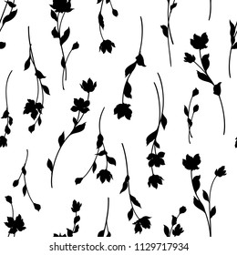 Flower illustration pattern, seamless
