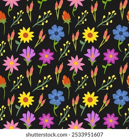 Padrão de ilustração de flor. Fundo de padrão sem emenda da flor. Fundo da flor. Fundo da decoração floral. fundo da flor da silhueta.