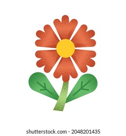 Blumenillustration mit Dampf und Leaf