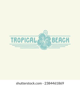 flower illustration tropical design beach vintage logo summer badge surf t shirt print simple