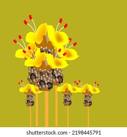 Flower Illustration Yellow, Vector Background