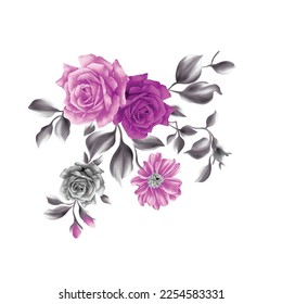 Flower illustration,Botanical floral background,Decorative flower pattern,Digital painted flower,Flower pattern for textile design,Flower bouquets,Floral wedding invitation template.