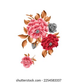 Flower illustration,Botanical floral background,Decorative flower pattern,Digital painted flower,Flower pattern for textile design,Flower bouquets,Floral wedding invitation template.