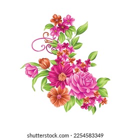 Flower illustration,Botanical floral background,Decorative flower pattern,Digital painted flower,Flower pattern for textile design,Flower bouquets,Floral wedding invitation template.