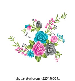 Flower illustration,Botanical floral background,Decorative flower pattern,Digital painted flower,Flower pattern for textile design,Flower bouquets,Floral wedding invitation template.