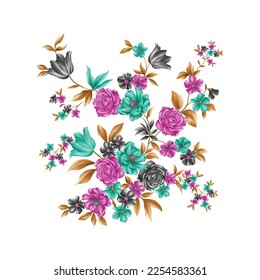 Flower illustration,Botanical floral background,Decorative flower pattern,Digital painted flower,Flower pattern for textile design,Flower bouquets,Floral wedding invitation template.