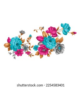 Flower illustration,Botanical floral background,Decorative flower pattern,Digital painted flower,Flower pattern for textile design,Flower bouquets,Floral wedding invitation template.