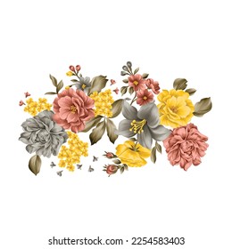 Flower illustration,Botanical floral background,Decorative flower pattern,Digital painted flower,Flower pattern for textile design,Flower bouquets,Floral wedding invitation template.