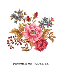 Flower illustration,Botanical floral background,Decorative flower pattern,Digital painted flower,Flower pattern for textile design,Flower bouquets,Floral wedding invitation template.