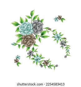 Flower illustration,Botanical floral background,Decorative flower pattern,Digital painted flower,Flower pattern for textile design,Flower bouquets,Floral wedding invitation template.