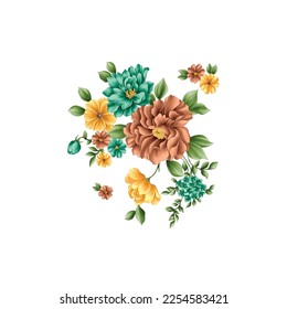 Flower illustration,Botanical floral background,Decorative flower pattern,Digital painted flower,Flower pattern for textile design,Flower bouquets,Floral wedding invitation template.