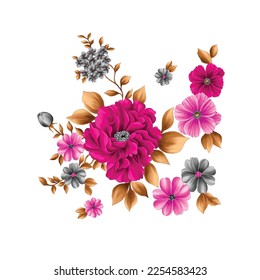 Flower illustration,Botanical floral background,Decorative flower pattern,Digital painted flower,Flower pattern for textile design,Flower bouquets,Floral wedding invitation template.