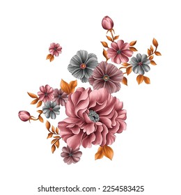 Flower illustration,Botanical floral background,Decorative flower pattern,Digital painted flower,Flower pattern for textile design,Flower bouquets,Floral wedding invitation template.