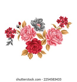 Flower illustration,Botanical floral background,Decorative flower pattern,Digital painted flower,Flower pattern for textile design,Flower bouquets,Floral wedding invitation template.