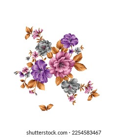 Flower illustration,Botanical floral background,Decorative flower pattern,Digital painted flower,Flower pattern for textile design,Flower bouquets,Floral wedding invitation template.