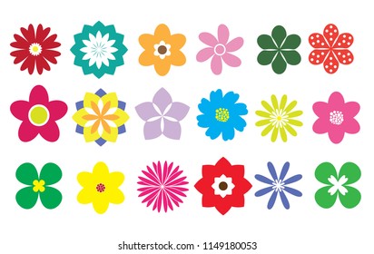 Flower Illustrations, Colorful Vector Design, Icon Set