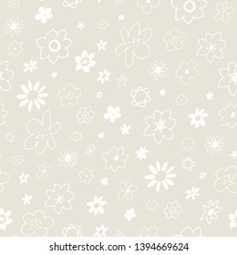 flower illustrations line hand drawn seamless floral vector pattern