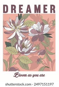 Flower illustrations with Original Edition slogan. For t shirt and other uses.