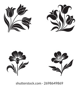 Ilustraciones de flores para tatuajes y Diseño gráfico