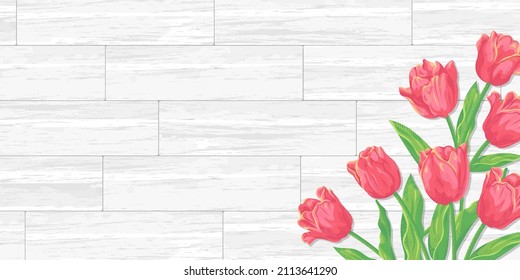 Flower illustraton on woodgrain background