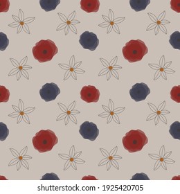 Flower ilustration abstract seamles pattern.Great for bfabric,tetile,wrapping paper and any print.Eps10.