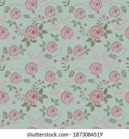 Flower ilustration seamless pattern.Great for wrapping paper,textile,fabric,scrapbooking.