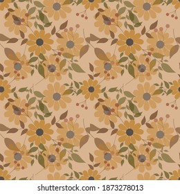  Flower ilustration seamless pattern.Great for wrapping paper,textile,fabric,scrapbooking.