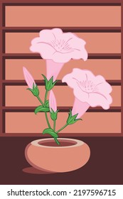 Flower Image With Monochromatic Color Palette. Vector Illustration